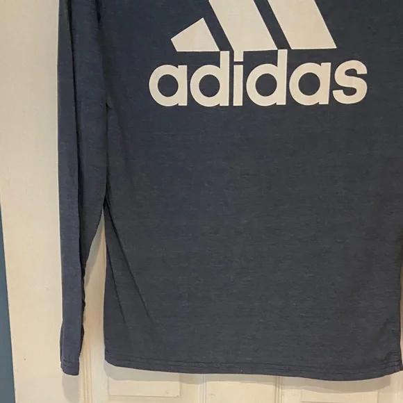 Adidas Blue Long Sleeve Tee with White Logo - Picture 9 of 9